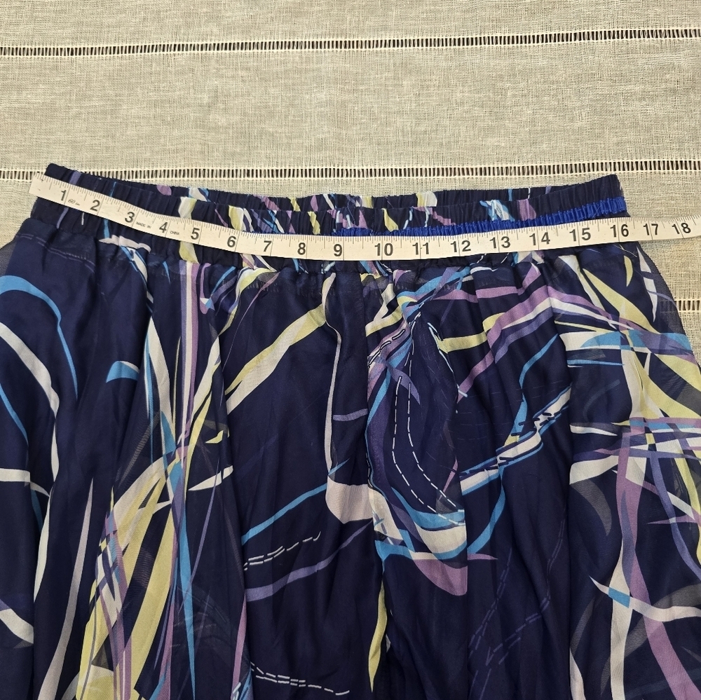 Afibi Skirt Women's Chiffon Lined Size L/xl Maxi Skirt Elastic Waist Blue I - Picture 6 of 8